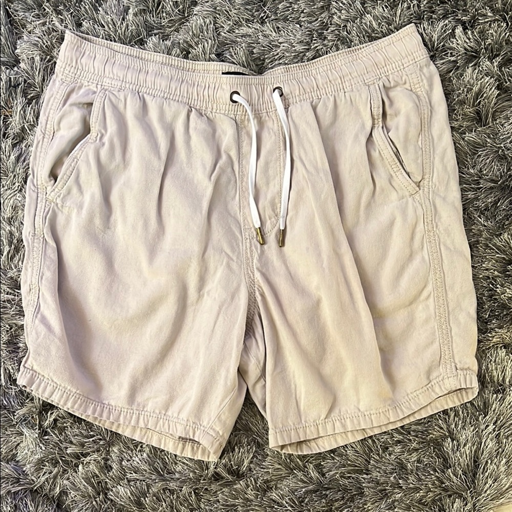 Casual Cream Drawstring Shorts